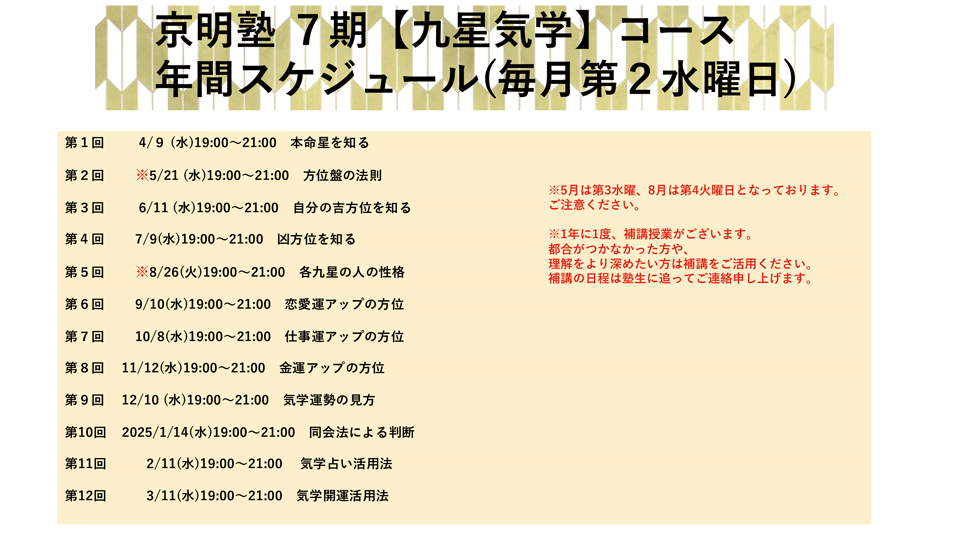 7期九星気学コース:詳細内容その2